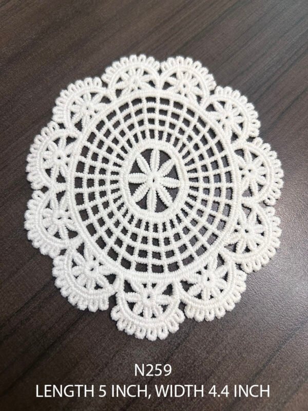 N259 Poly White GPO Lace Pocket Patch, 5 inch length and 4.4 inch width