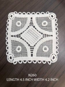 N260 Poly White GPO Lace Pocket Patch, 4.5 inch length and 4.2 inch width