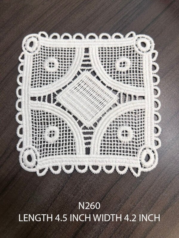 N260 Poly White GPO Lace Pocket Patch, 4.5 inch length and 4.2 inch width