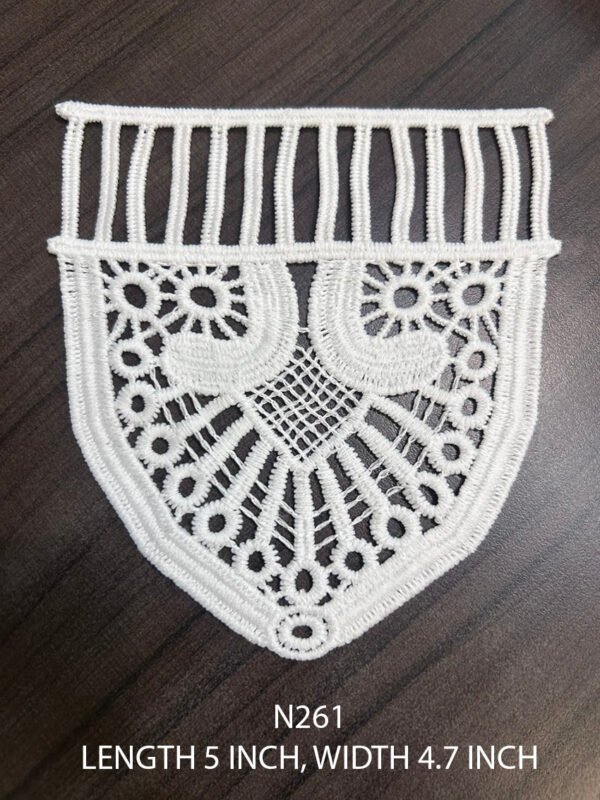N261 Classy Poly White GPO Lace Pocket Patch, 5 inch length and 4.7 inch width