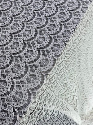 RF137 White Raschel Lace Fabric, 60 inch width, dyeable soft quality, price per meter