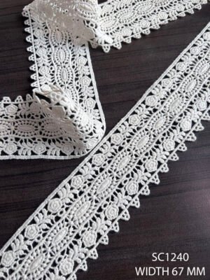 SC1240 Cotton GPO Chemical Lace – dyeable, 67mm width, priced per meter