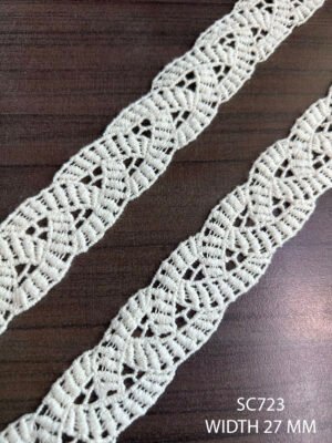SC723 Cotton Chemical Dyeable GPO Lace Trim Width 27mm Price per Meter