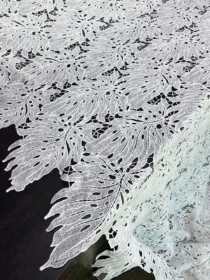 SCF1075 white polyester chemical GPO allover lace fabric, 48-inch width, scalloped edges both sides