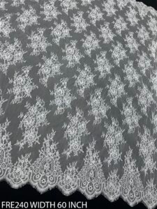 FRE240 Fine Soft Chantilly Lace Fabric – 60 Inch Width, Dyeable Without Cording