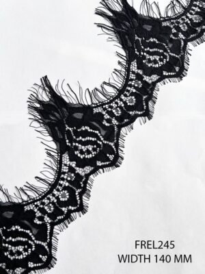 Classy black Chantilly lace design FREL245 width 140 mm
