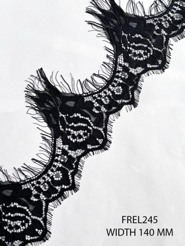 Classy black Chantilly lace design FREL245 width 140 mm