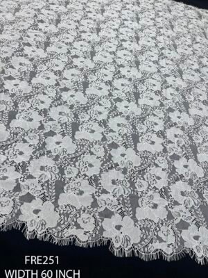 FRE251 Chantilly Fine Flower Floral Lace Fabric – 60 Inch Width Dyeable Roll