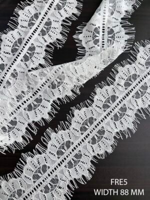 Pretty white dyeable Chantilly eyelash lace design FRE5 width 88 mm