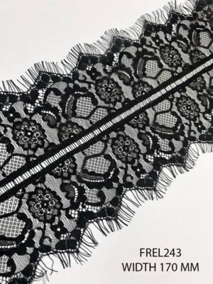 Black Chantilly eyelash lace design FREL243 width 170 mm