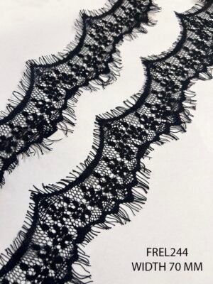 Fine black Chantilly lace design FREL244 width 70 mm