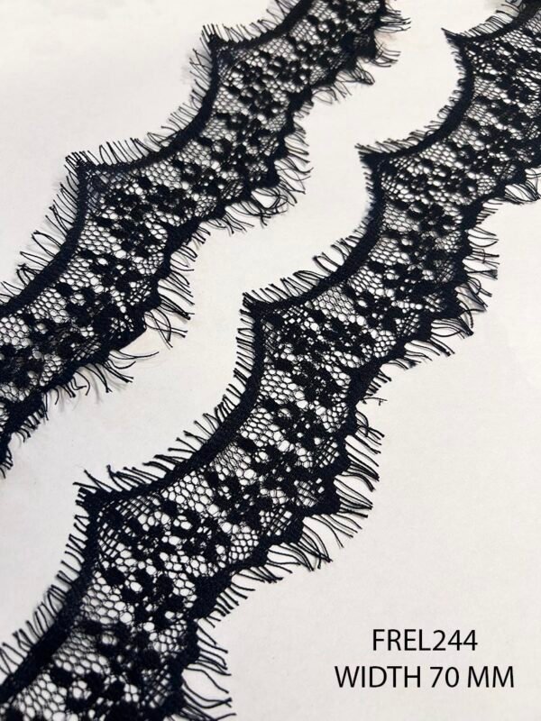 Fine black Chantilly lace design FREL244 width 70 mm