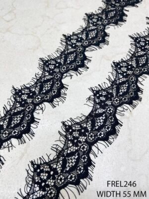 Fine small cute black Chantilly lace design FREL246 width 55 mm