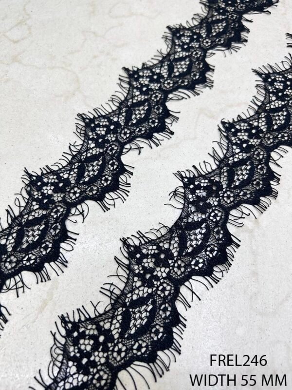 Fine small cute black Chantilly lace design FREL246 width 55 mm