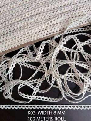 Luxury K03 cotton crochet edge lace cute tiny 8mm dyeable trim