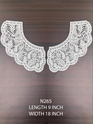 By Lace poly white neck patch design N265 dyeable net base 9x18 inch