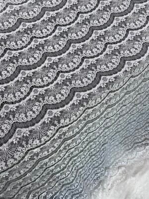 RF140 Fine Raschel White Lace Fabric, 60-inch width, elegant classy design