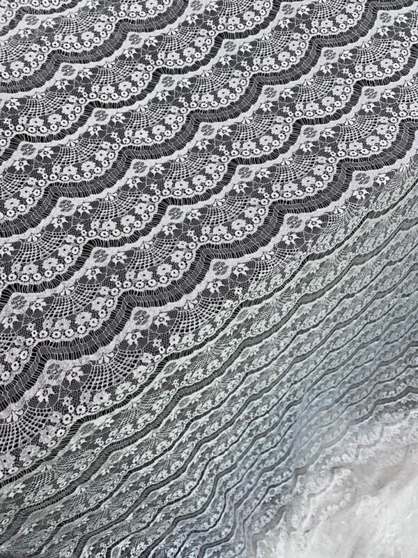 RF140 Fine Raschel White Lace Fabric, 60-inch width, elegant classy design