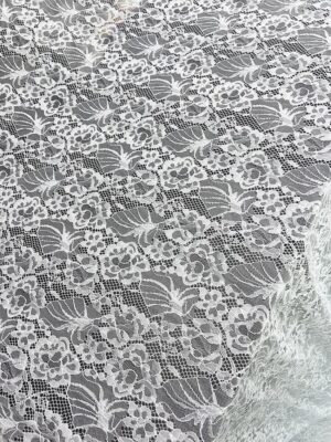 RF141 White Raschel Soft Fine Fabric, 60-inch width, dyeable luxury textile for garments and home décor.