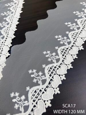 SCA17 Net Embroidered Applique Chemical GPO Lace – Dyeable Cotton Luxury Lace by Meter