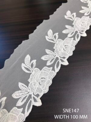 SNE147 Net Embroidery Floral Lace – Dyeable Luxury Lace by Meter