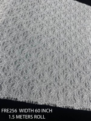 Premium Chantilly lace fabric roll in white, 60 inch width, soft dyeable quality