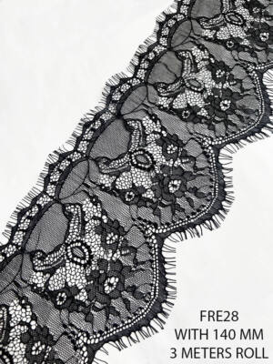 FRE28 black Chantilly fine lace 140mm soft beautiful designer lace 3 meters