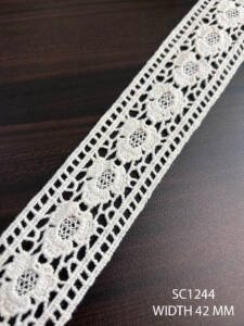 SC1244 GPO cotton chemical lace 42mm dyeable white lace trim per meter
