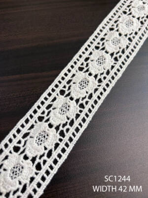 SC1244 GPO cotton chemical lace 42mm dyeable white lace trim per meter