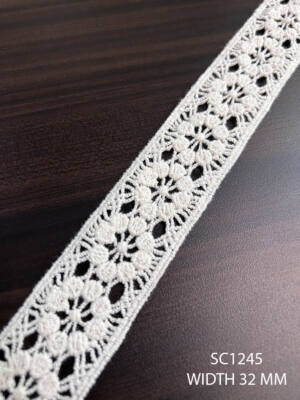 SC1245 chemical cotton GPO lace 32mm dyeable export quality trim per meter