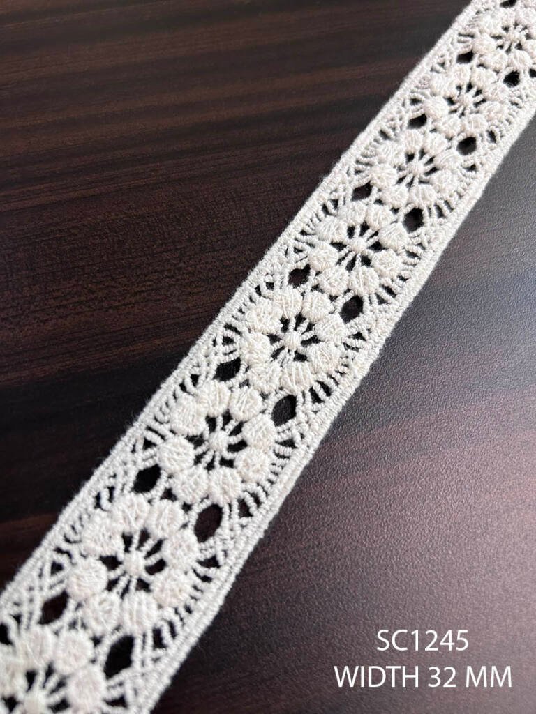 SC1245 Chemical Cotton GPO Lace 32mm | Dyeable | Per Meter