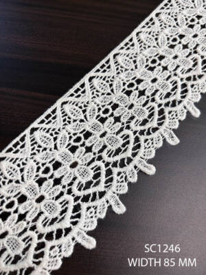 SC1246 chemical GPO cotton lace 85mm dyeable export quality white trim per meter