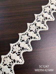 SC1247 chemical GPO cotton lace 42mm dyeable white trim per meter