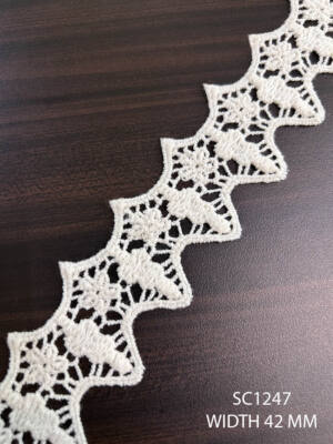 SC1247 chemical GPO cotton lace 42mm dyeable white trim per meter