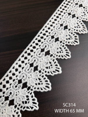 SC314 chemical GPO cotton lace 65mm dyeable export quality pretty design trim per meter