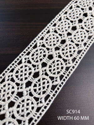 SC914 chemical GPO cotton lace 60mm dyeable white lace trim per meter