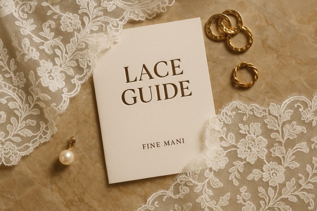 Fine Mani lace fabric – intricate decorative lace design close up