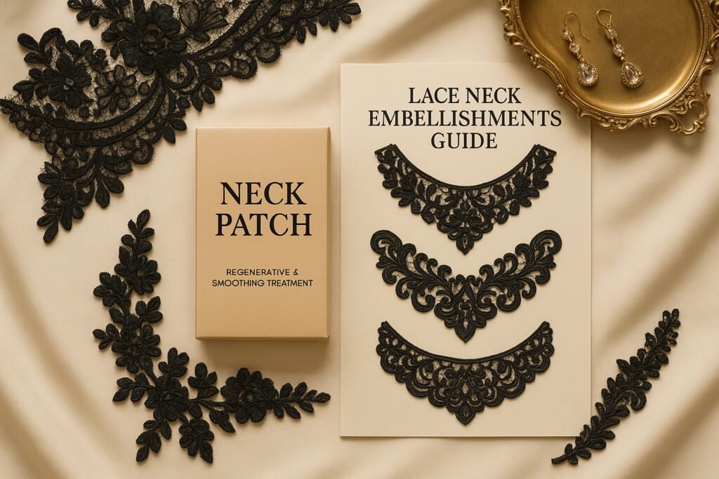 Neck patch lace embellishments – decorative lace neckline applique design