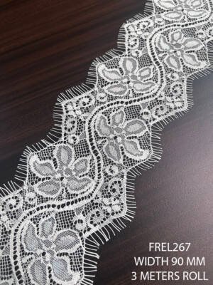 FREL267 white chantilly eyelash lace 90mm dyeable designer lace
