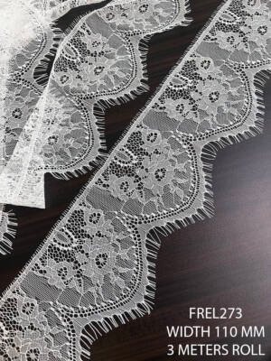 FREL273 white chantilly eyelash lace 110mm soft floral medallion lace