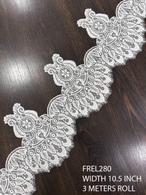white chantilly eyelash lace trim wide bridal lace border 10.5 inch dyeable lace roll