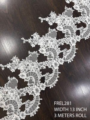 white bridal chantilly eyelash lace wide 13 inch luxury lace trim dyeable export lace