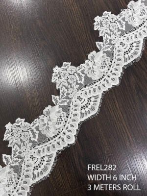 white chantilly eyelash lace 6 inch narrow lace trim floral bridal lace border