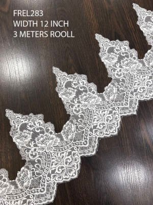 white floral chantilly lace 12 inch wide bridal lace trim scalloped eyelash border