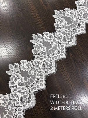 white floral eyelash lace trim 8.5 inch chantilly lace border soft bridal lace design