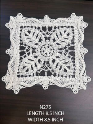 N275 cotton neck patch lace 8.5 inch white thick cord yarn chemical lace dyeable neck applique