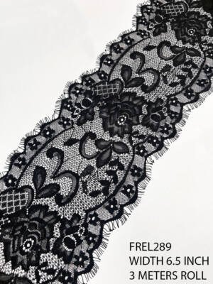 black chantilly eyelash lace fine floral lace fabric 6.5 inch width premium lace trim