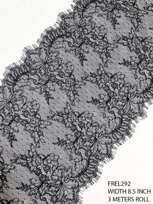 black chantilly lace 8.5 inch width floral eyelash lace trim premium wide lace
