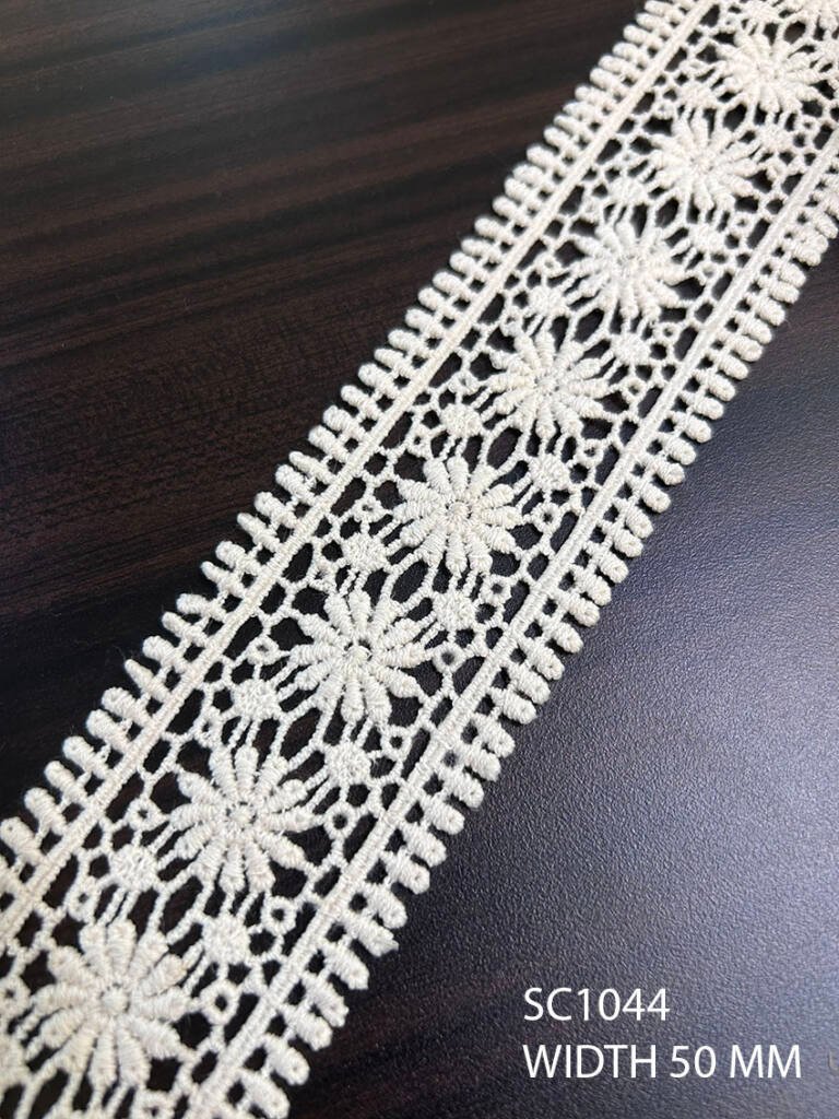 SC1044 Cotton Chemical Lace GPO Cotton Lace Trim | Dyeable GPO Chemical Lace 50mm
