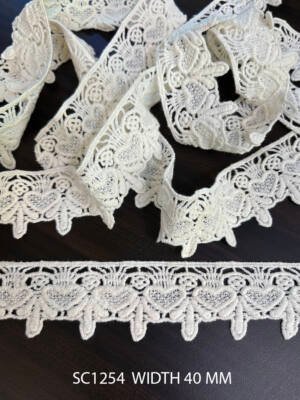 cotton gpo lace heart design dyeable white lace trim 40mm width